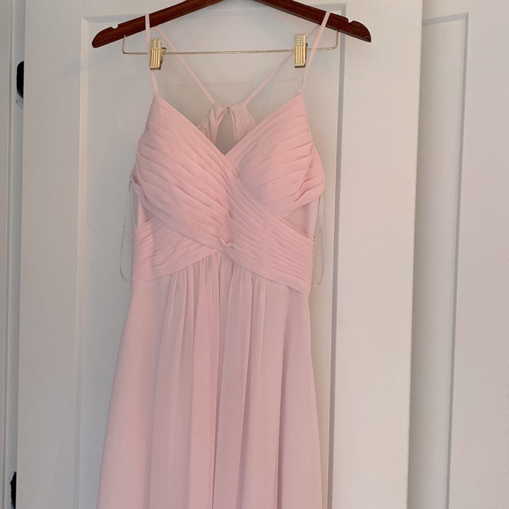 Blushing Pink Azazie bridesmaids dress
